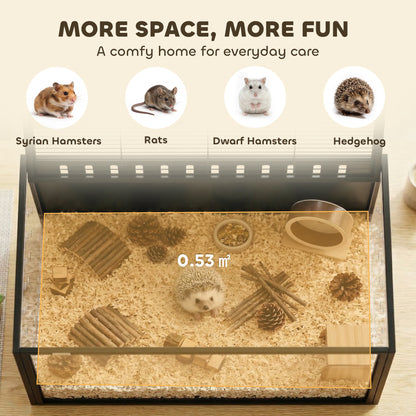 PawHut Hamster Cage Steel Chewproof with Openable Top, Deep Burrow for Dwarf Syrian Hamster, Gerbil, Rats, 105 x 51 x 53 cm