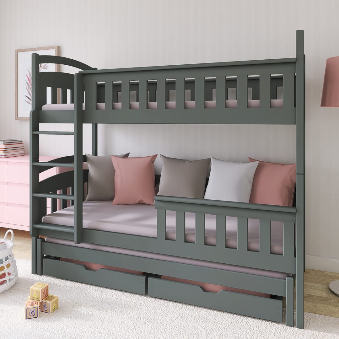 Bracknell Wooden Bunk Bed Harriet with Trundle and Storage