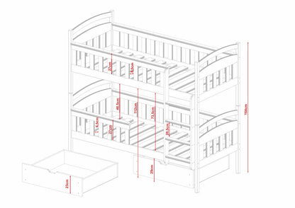 Wooden Bunk Bed Harry with Storage