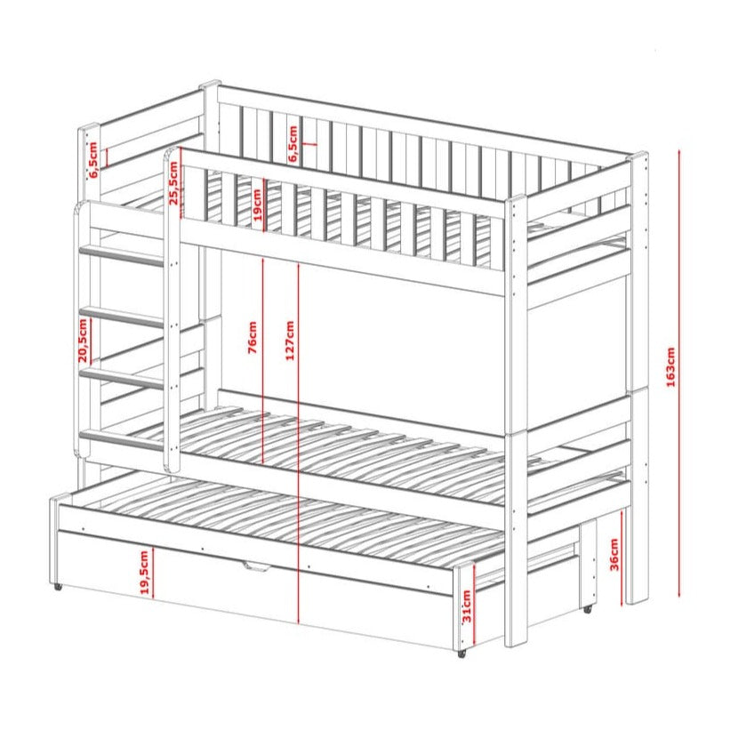 Harvey Bunk Bed with Trundle and Storage