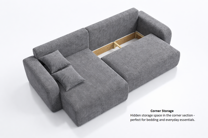 Corner Sofa Bed HAVANA Dark Beige