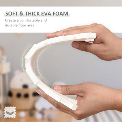 HOMCOM 36Pcs Foldable Baby Foam Play Mat for Kids EVA Soft Jigsaw Floor Tiles Toddler Educational with Alphabet and Numbers Anti-Slip Crawling Learning 31.5 x 31.5