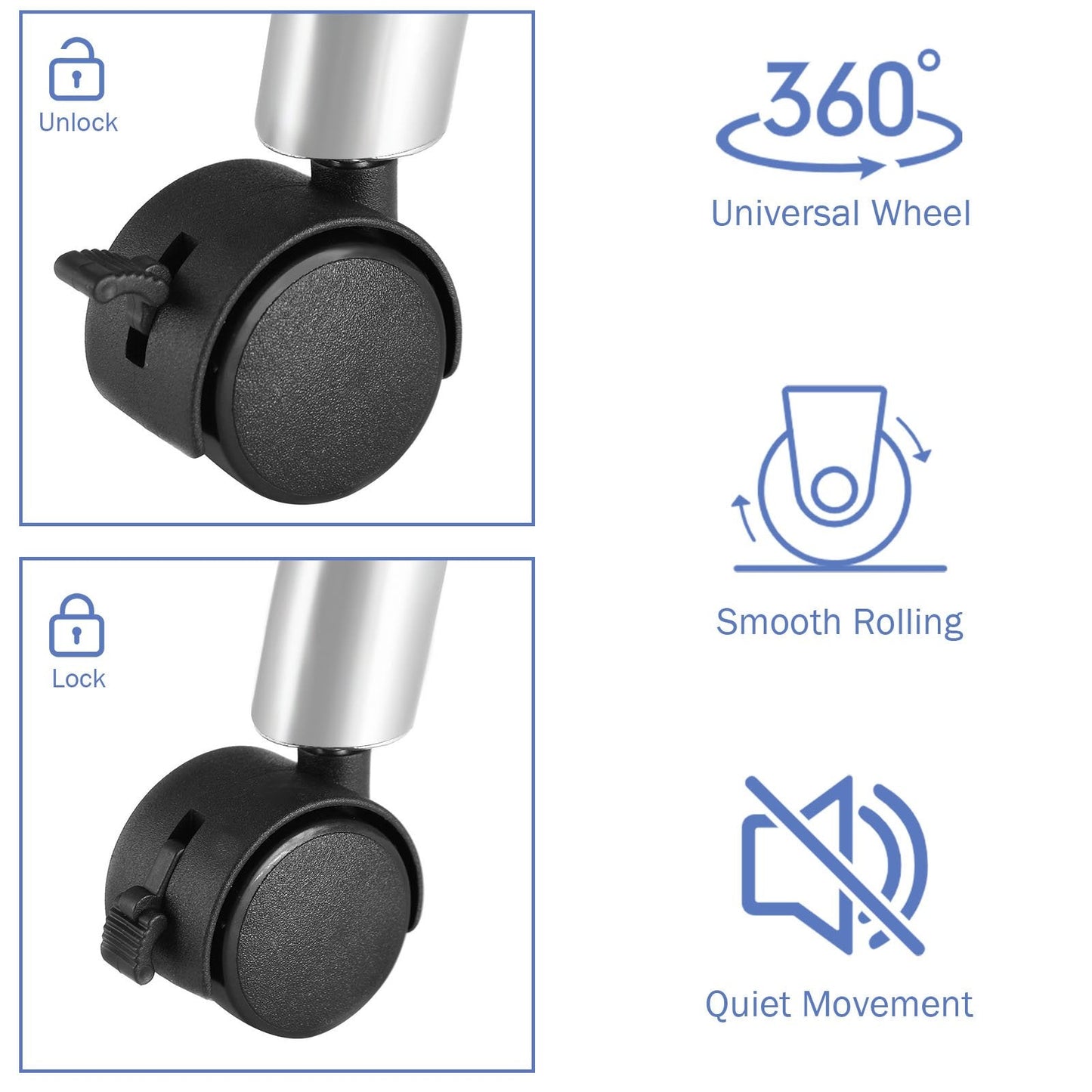 Portable Nail Table Station Manicure Tech Desk Nails Art Table 4 Rolling Wheels-Black