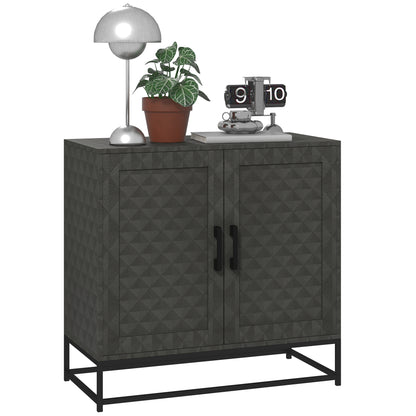 HOMCOM Modern Sideboard, Freestanding Sideboard Storage Cabinet with Adjustable Shelf and 2 Doors for Living Room, Grey