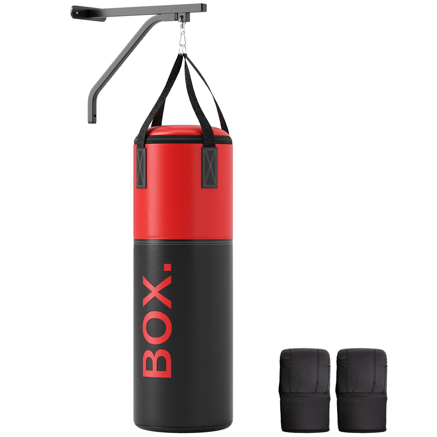 SPORTNOW Unfilled Punching Bag Set with Boxing Bag Bracket, Boxing Gloves, Hand Wraps and 360¡ Swivel Hook