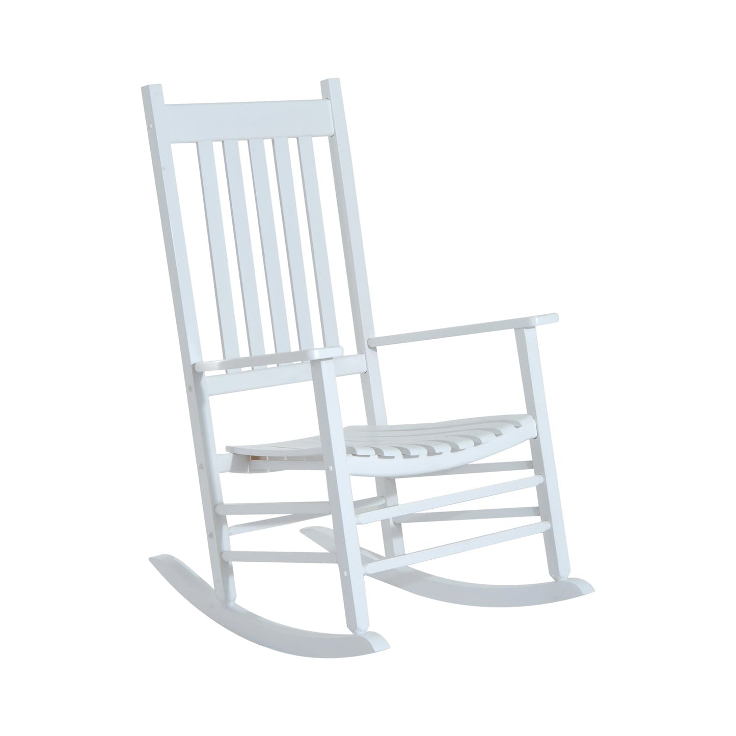 Outsunny Outdoor Porch Rocking Chair Armchair Wooden Patio Rocker Balcony Deck Garden Seat White