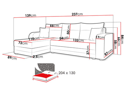 Corner Sofa Bed JUMBO Light Grey / Dark Grey