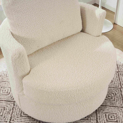 Teddy Swivel Recliner with Back Cushion, Thick Foam Pad, 360° Swivel, 78.5x83x86 cm, White