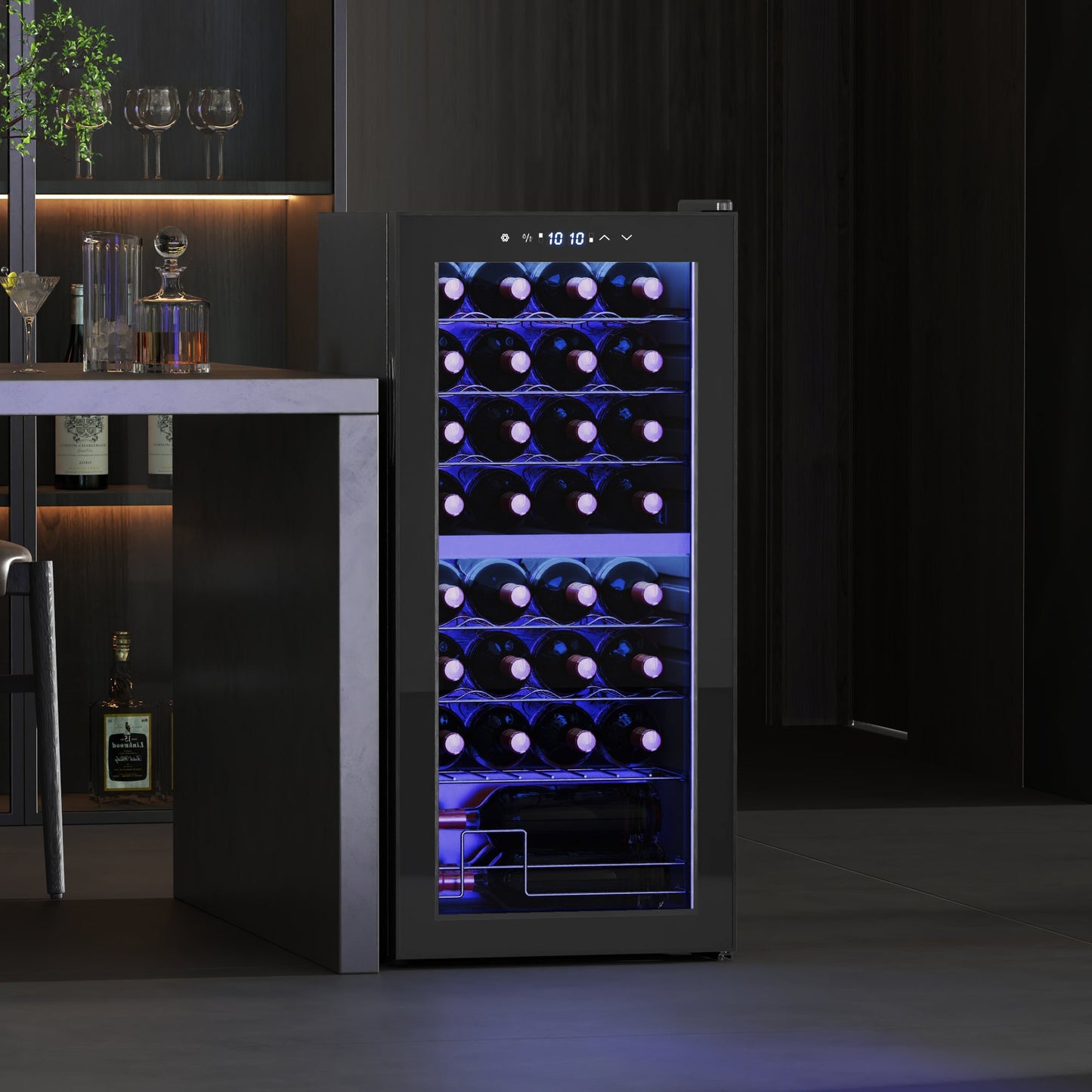HOMCOM 32 Bottle Dual Zone 5-18â„ƒ Wine Fridge - Black