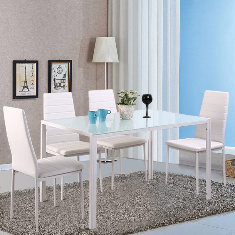 Stylish Tempered Glass Dining Table and Chair Set