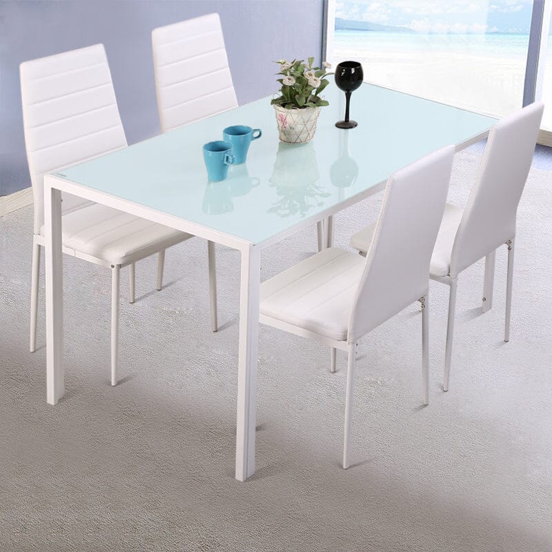 Stylish Tempered Glass Dining Table and Chair Set