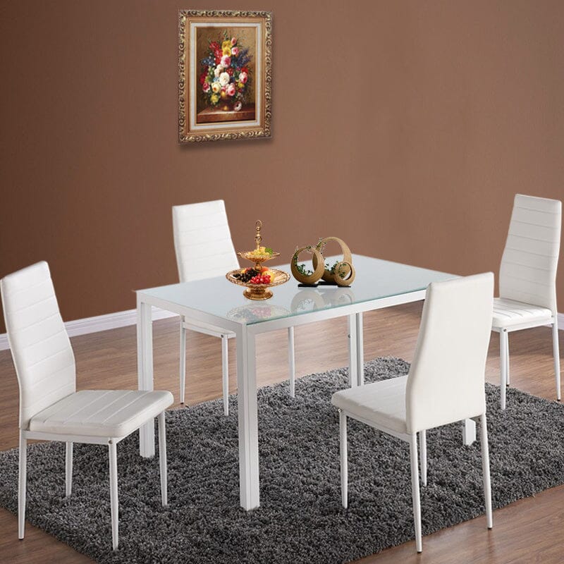 Stylish Tempered Glass Dining Table and Chair Set