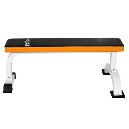 HOMCOM Fitness Flat Bench-Black/Orange