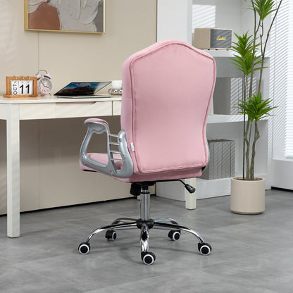 Vinsetto Velvet-Feel Work Chair, with Diamante Back - Pink