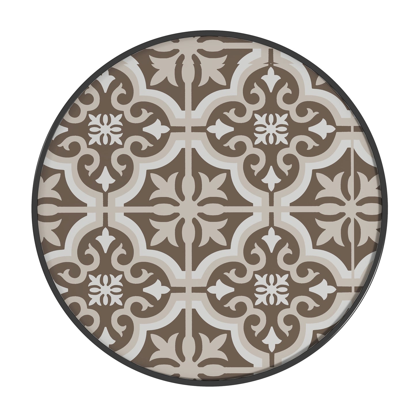 Outsunny â60 Garden Table, with Glass Printed Tabletop - Brown
