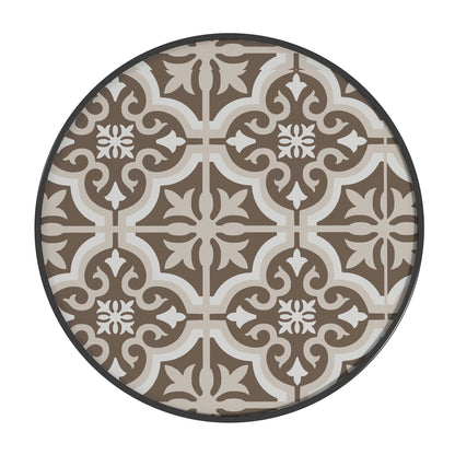 Outsunny â60 Garden Table, with Glass Printed Tabletop - Brown