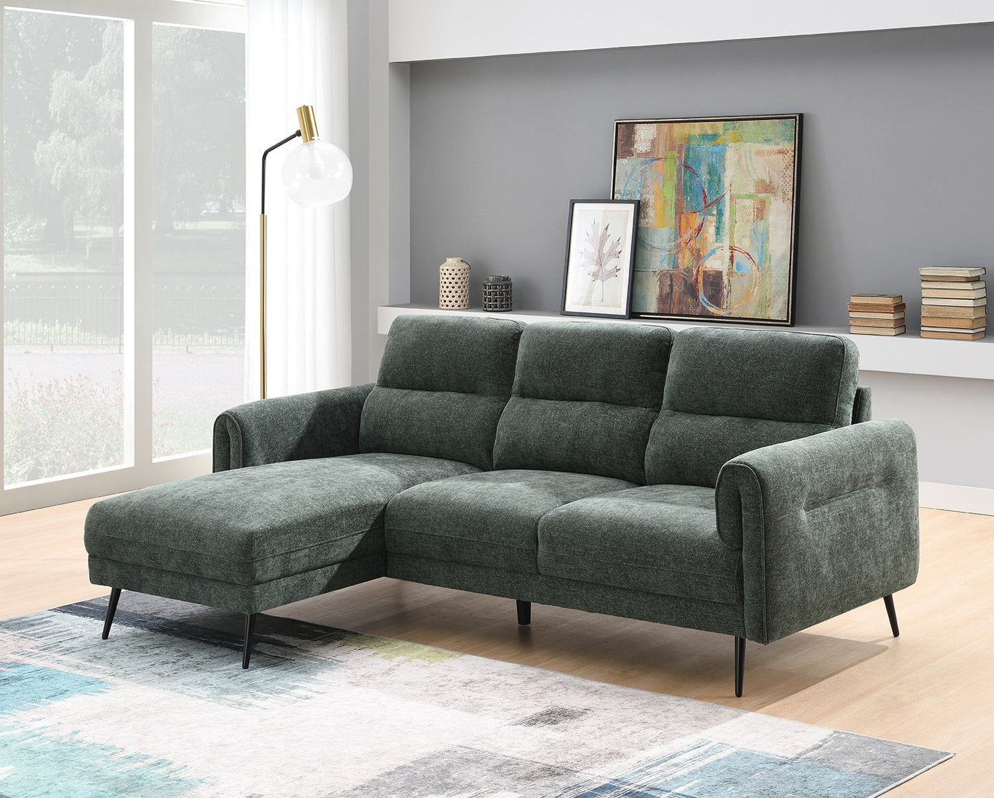 Oakmere Corner Sofa Green Moss Left Hand