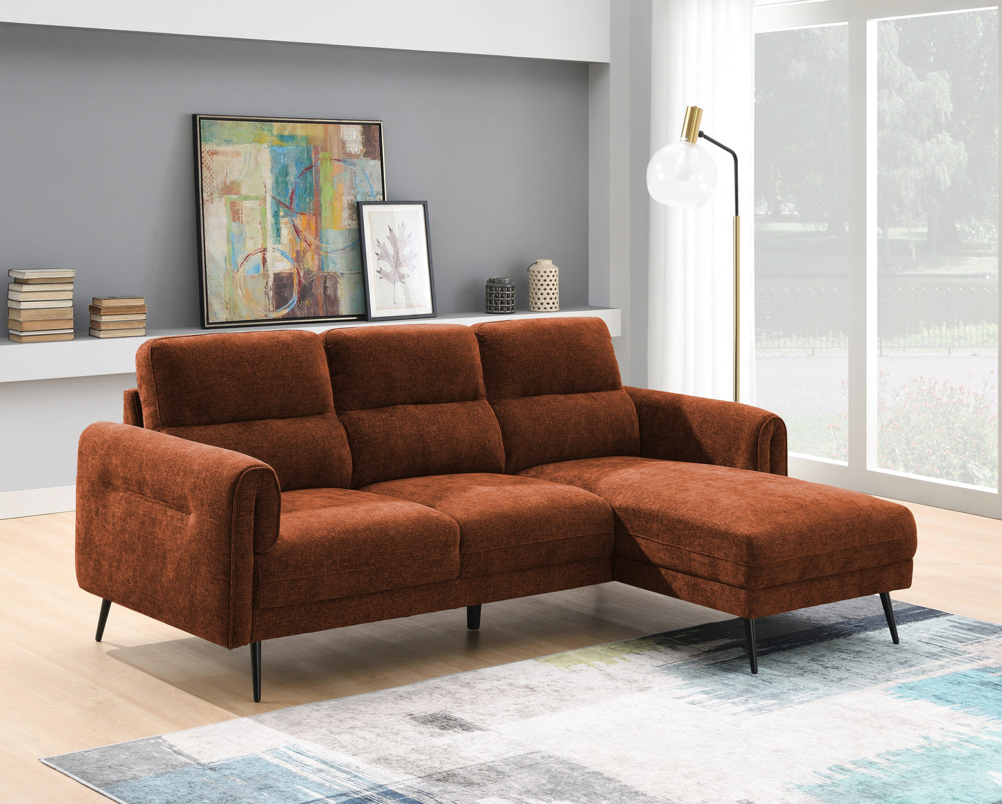 Oakmere Corner Sofa Burnt Orange Left Hand