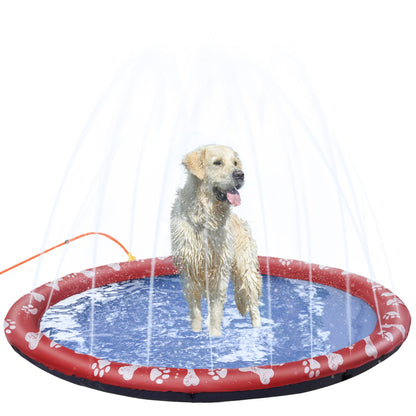 PawHut 170cm Splash Pad Sprinkler dla zwierząt domowych, do kąpieli dla psów, do gry w wodzie, mata antypoślizgowa do ogrodu, czerwona