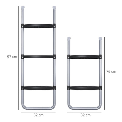 SPORTNOW Galvanised Steel Trampoline Ladder, 2 Steps/3 Steps Outdoor Trampoline Accessories for 6ft, 8ft, 10ft, 12ft, 13ft, 14ft, 16ft Trampoline, 97L x 32Wcm, Silver Tone