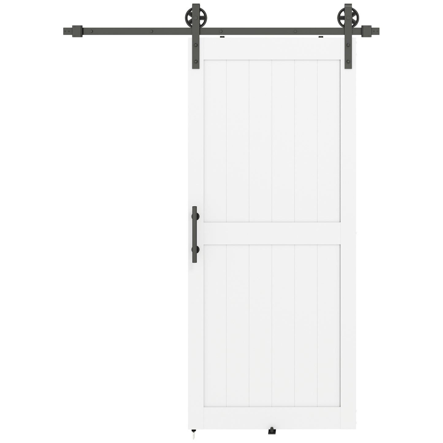 HOMCOM 183cm Sliding Barn Door Kit, Sliding Door with Track, Hardware, Upgraded Rollers and Floor Guide, Handle, White