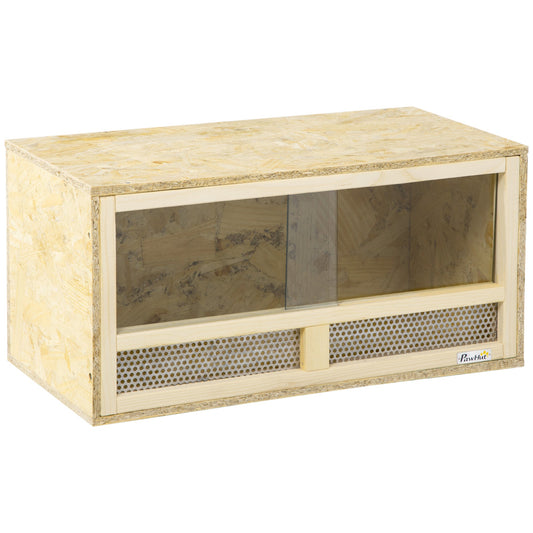 PawHut Terrarium dla gadów, wiwarium, siedlisko z przezroczystymi drzwiami przesuwnymi, oddychającą siatką, dla jaszczurek, żab rogatych, węży i ​​kameleonów, 60 x 29,5 x 29,5 cm