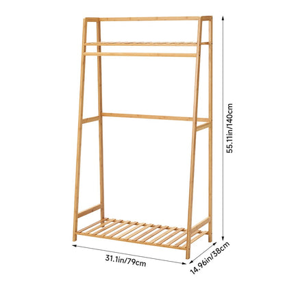 Wooden Clothes Rack with Shelves