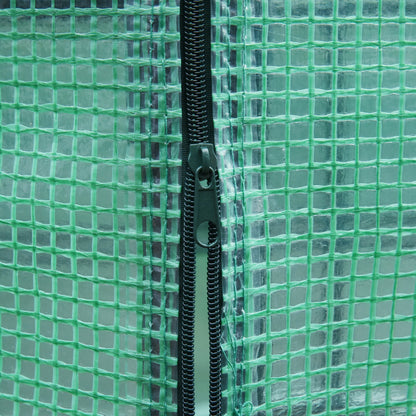 Outsunny Hexagon Walk In Greenhouse with Shelves, Outdoor Green House Grow House with Waterproof PE Cover and Roll-up Door, 228 x 196 x 215 cm, Green