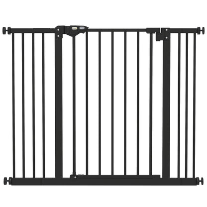 PawHut Adjustable Safety Gate w/ Two Extensions, Four Adjustable Screws, Black