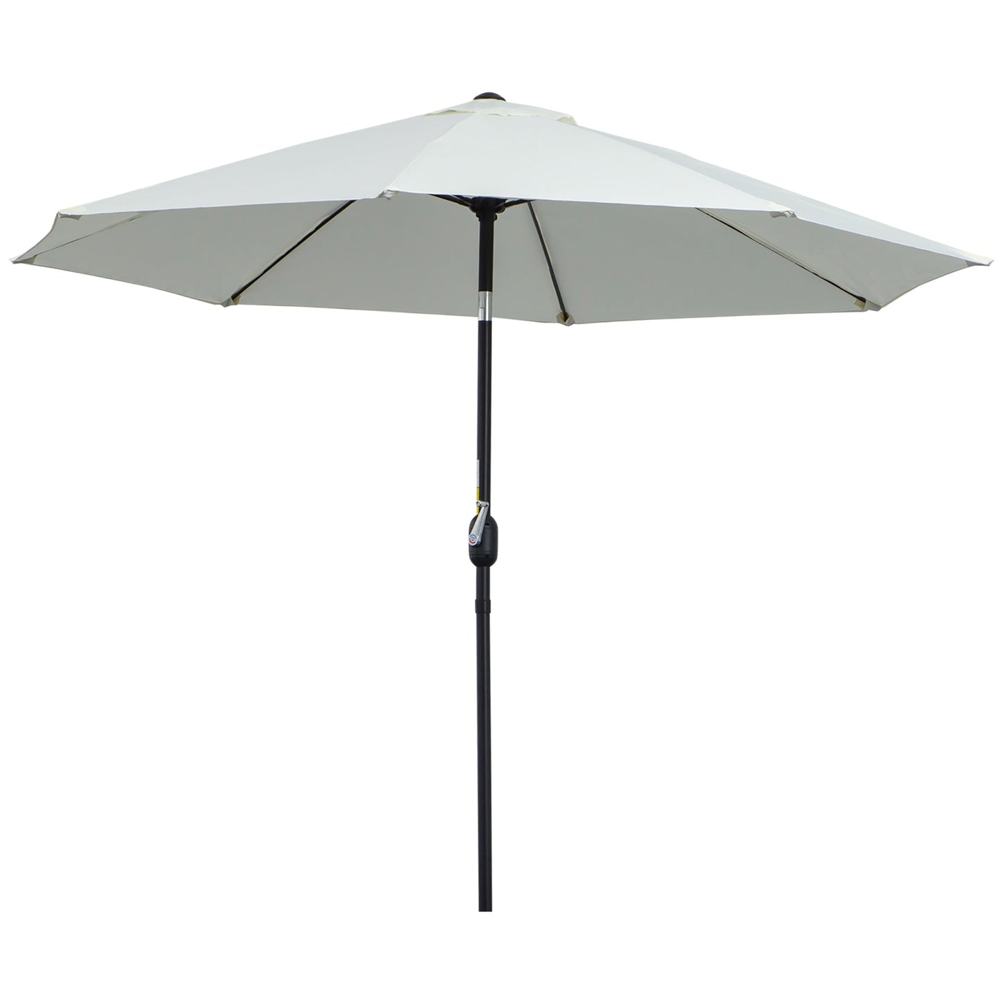 Outsunny Garden Parasol Umbrella,Tilting Parasol W/three angles, Outdoor Sun Shade Canopy,Cream White，2.65H x Φ2.4m