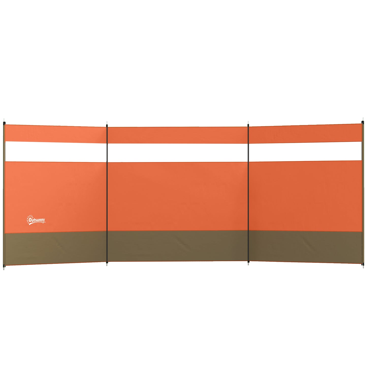 Outsunny Camping Windbreaker with Clear Windows and Steel Poles, for Beach Caravan Campervan, 440 x 140cm, Orange