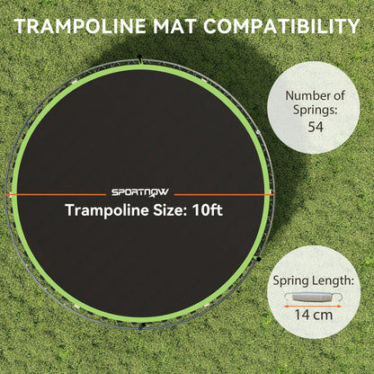 SPORTNOW Trampoline Replacement Mat with Spring Pull Tool, 54 V-Hooks, for 10ft Trampoline using 14cm Springs, Green
