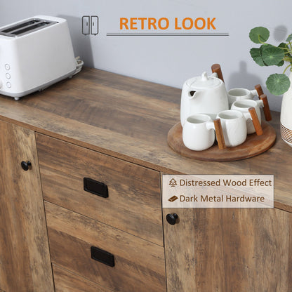 HOMCOM Retro Mango Wood-Effect Sideboard