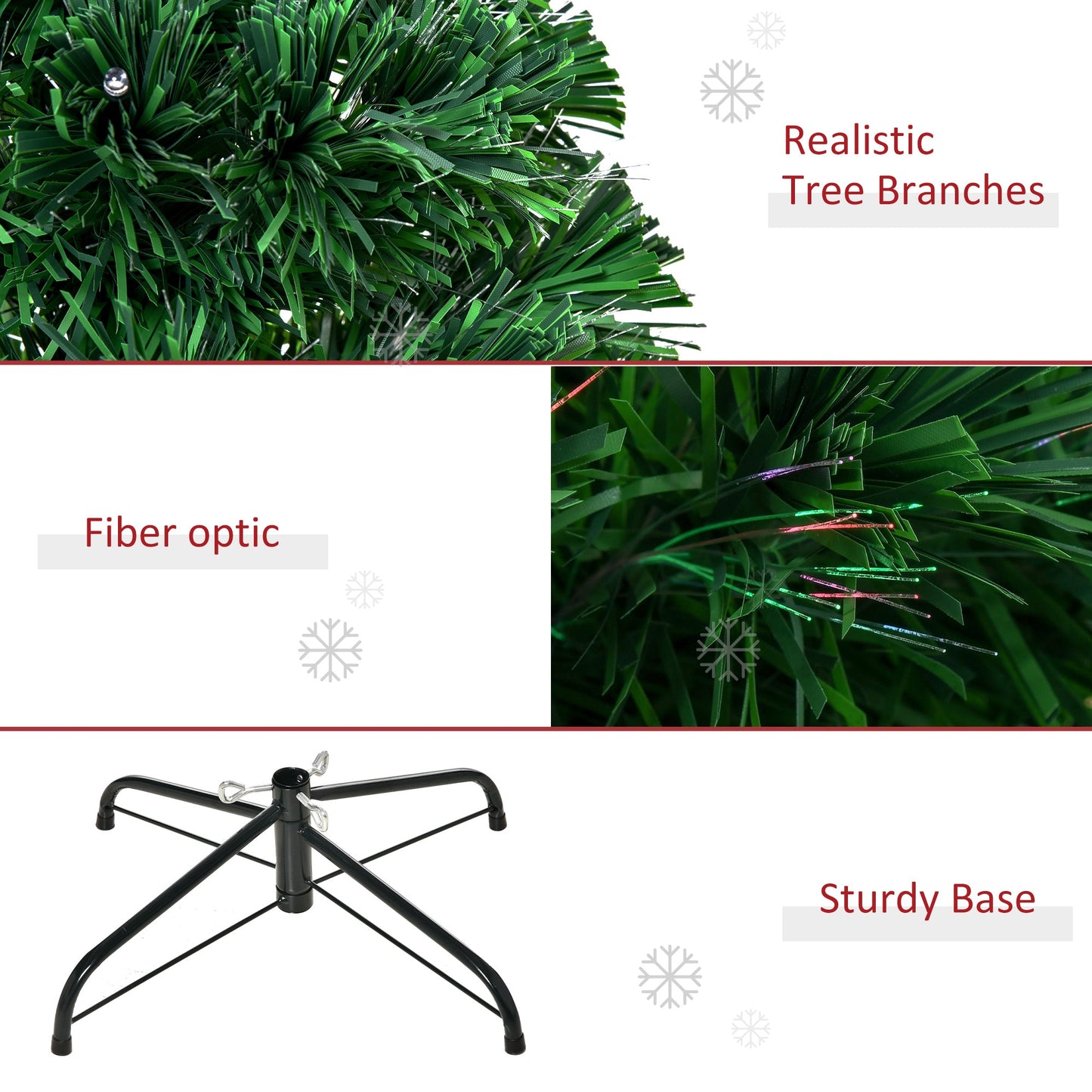 HOMCOM 4FT Pre-Lit Fibre Optic Artificial Christmas Tree Holiday Xmas DŽcor with Tree Topper Multi-Colour