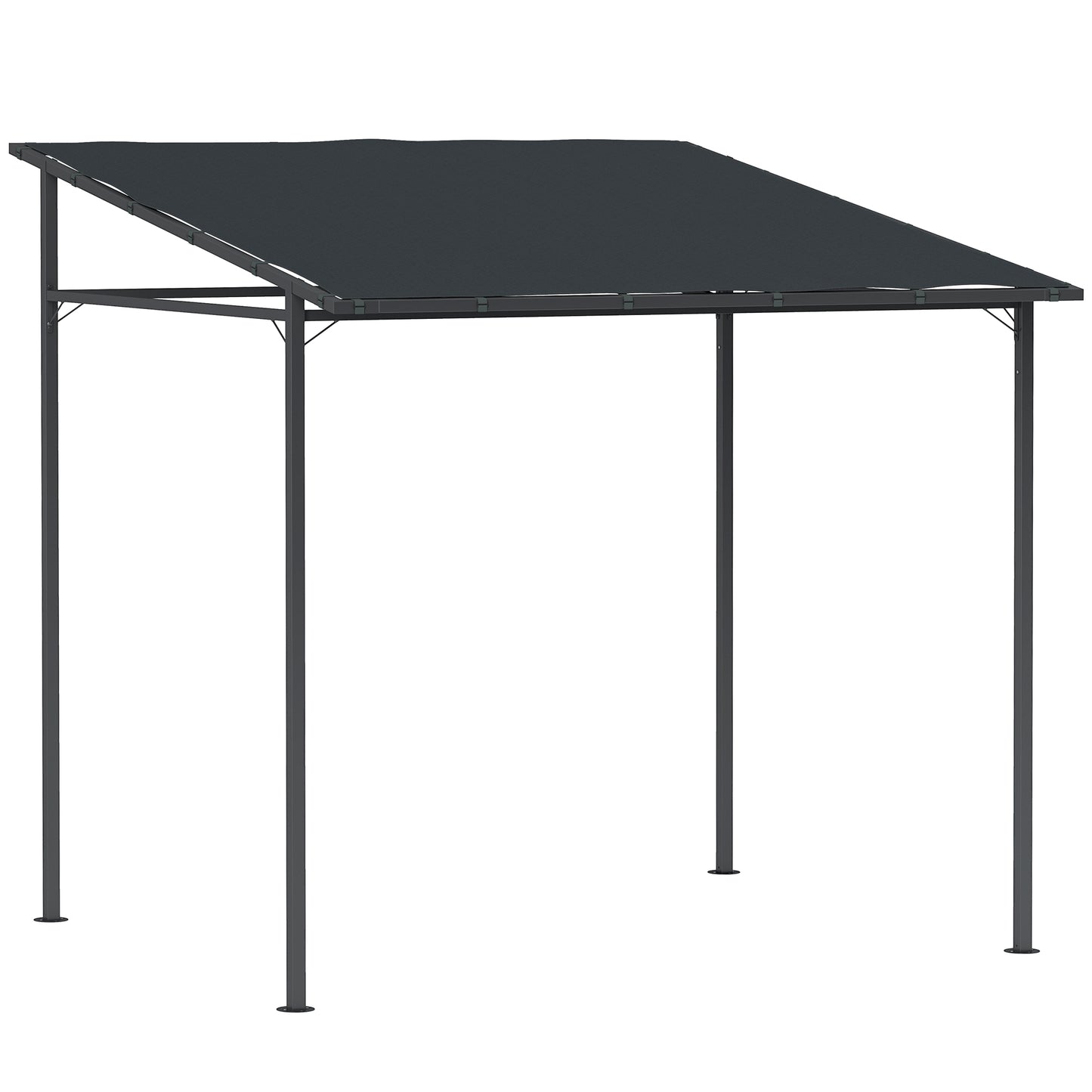 Outsunny 2,4 x 2,4 m Pergola ścienna z powłoką PA i metalową ramą, UPF30+, altana ogrodowa, wiatroodporna zewnętrzna osłona przeciwsłoneczna do ogrodu, tarasu, ciemnoszara