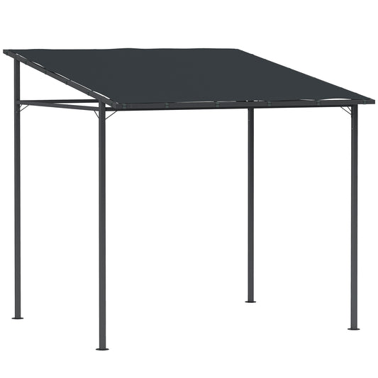 Outsunny 2,4 x 2,4 m Pergola ścienna z powłoką PA i metalową ramą, UPF30+, altana ogrodowa, wiatroodporna zewnętrzna osłona przeciwsłoneczna do ogrodu, tarasu, ciemnoszara