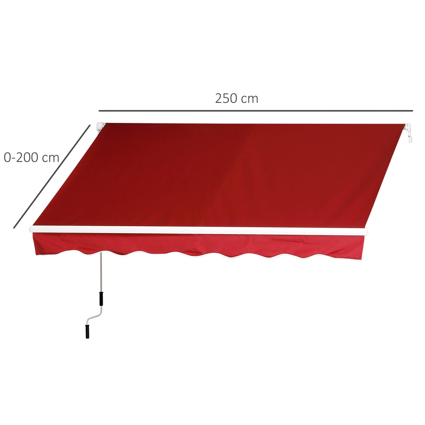 Outsunny Garden Patio Manual Retractable Sun Shade Patio Awning Outdoor Deck Canopy Shelter, 2.5mx2m (Dark Red)