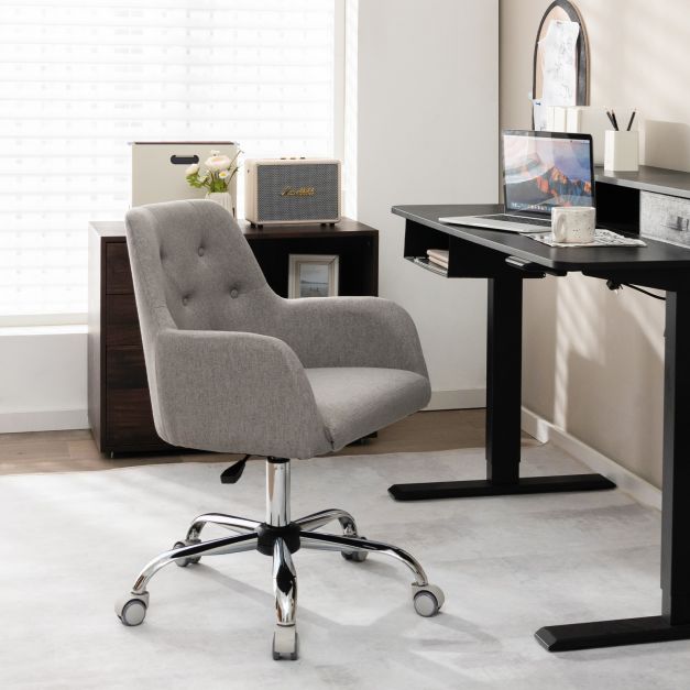 Desk chair Height-adjustable swivel chair with castors 66 x 66 x 83-93 cm Grey