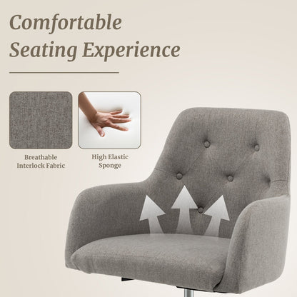 Height-adjustable Reception Chair with Rolling Casters for Office-Grey