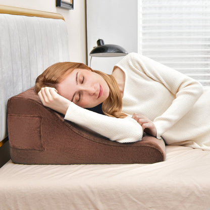 Wedge Pillow Set with Tablet Pillow Stand and SidePockets-Brown