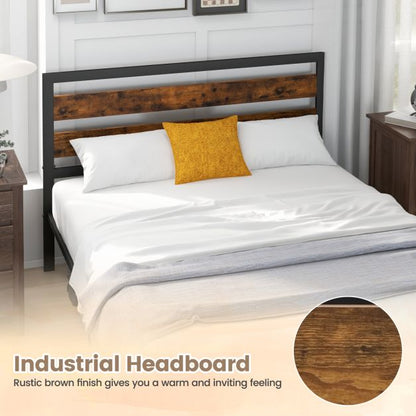 Double/King Size Bed Frame with Rustic Headboard and Footboard-Double Size