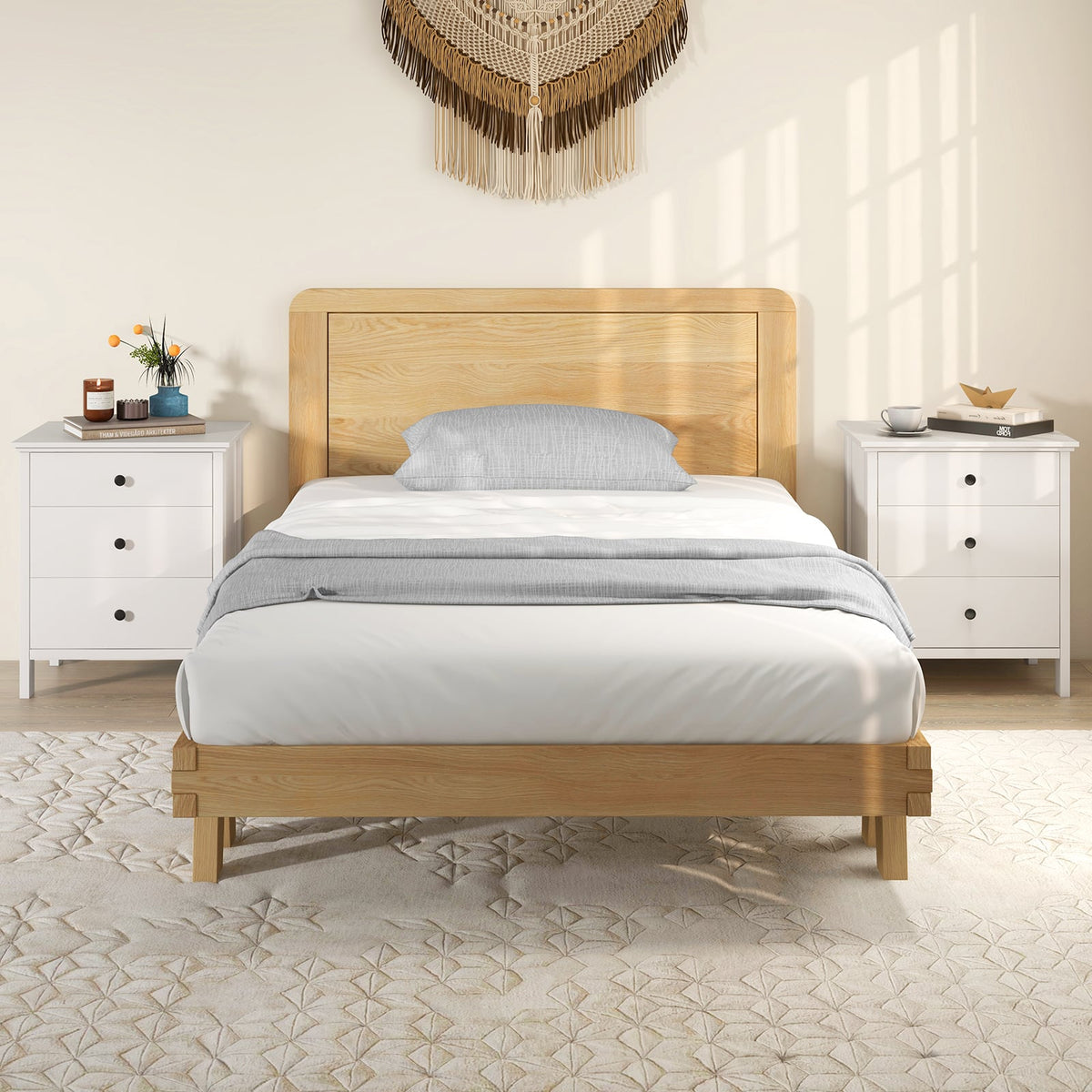 Nightstand with 3 Drawer for Bedroom Compact Storage Chest in White, image 6