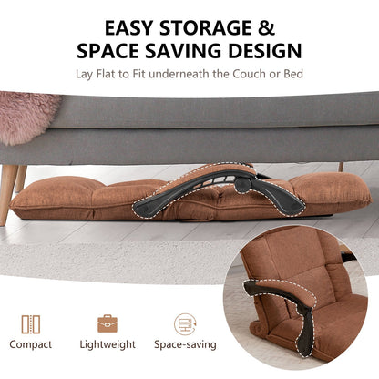 Floor Sofa Chair with 14-Position Adjustable Backrest-Brown