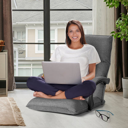 Floor Sofa Chair with 14-Position Adjustable Backrest-Grey