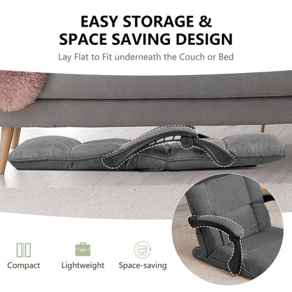 Floor Sofa Chair with 14-Position Adjustable Backrest-Grey