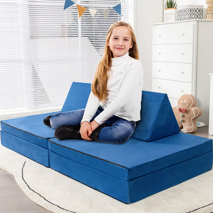 4-Piece Convertible Kids Couch with Folding Mats