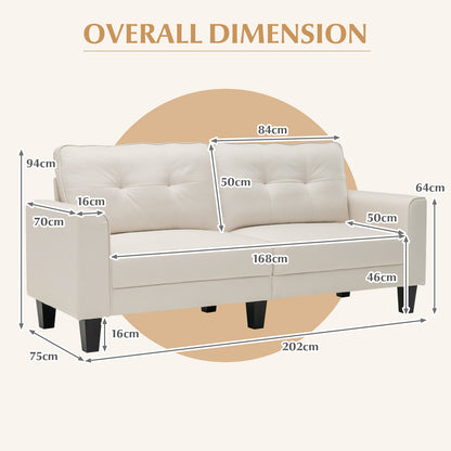 Modern Upholstered Corner Sofa Couch with 2 Removable Back Cushions-Beige