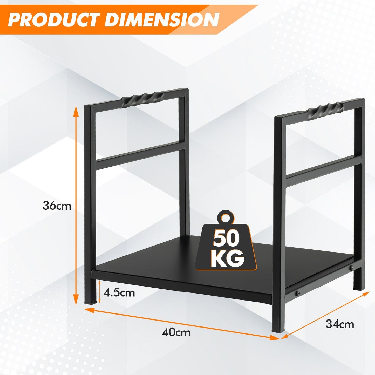 Firewood Log Rack with Solid Bottom Panel and Screw Thread Handle-Black