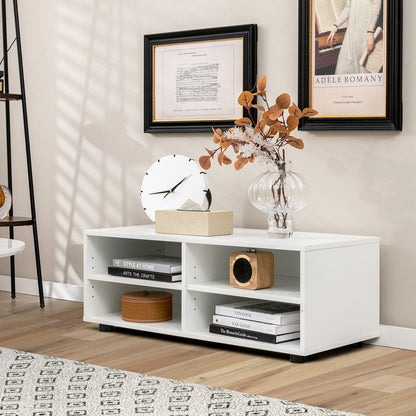 Home TV Stand with 5 Positions Adjustable Shelves for TV up to 4 Cubbies-White
