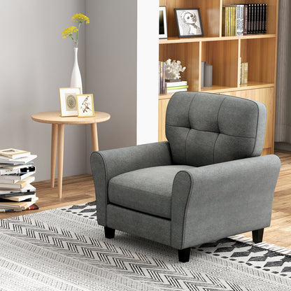 Tufted Upholstered Accent Chair with Non-slip Foot Pads-Grey